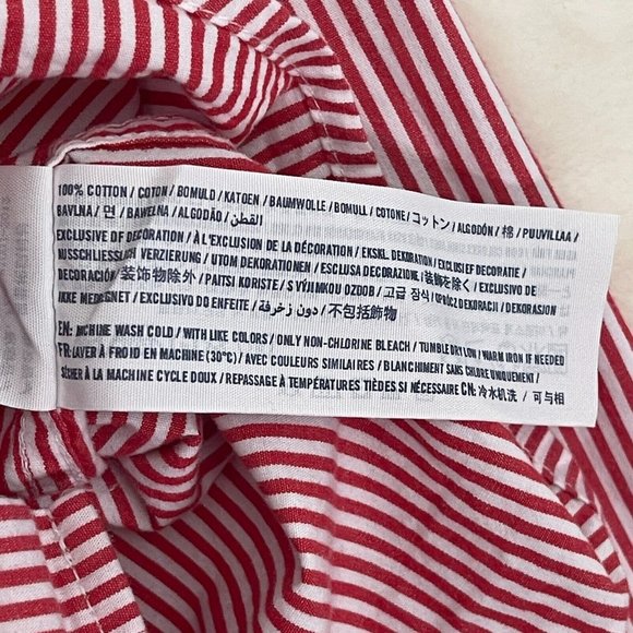 Abercrombie Kids Boys Button Up Shirt Size 13-14 Red White Striped Long Sleeve - Picture 8 of 8